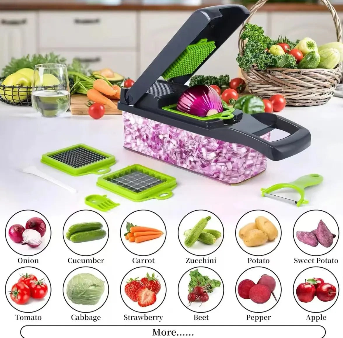 Wholesale 16-in-1 ABS Kitchen Tools | Multi-Function Manual Vegetable Chopper, Slicer & Dicer